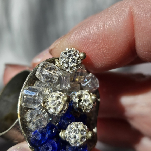 Brutalist rings 1990 with blue crystals - Picture 4 of 8